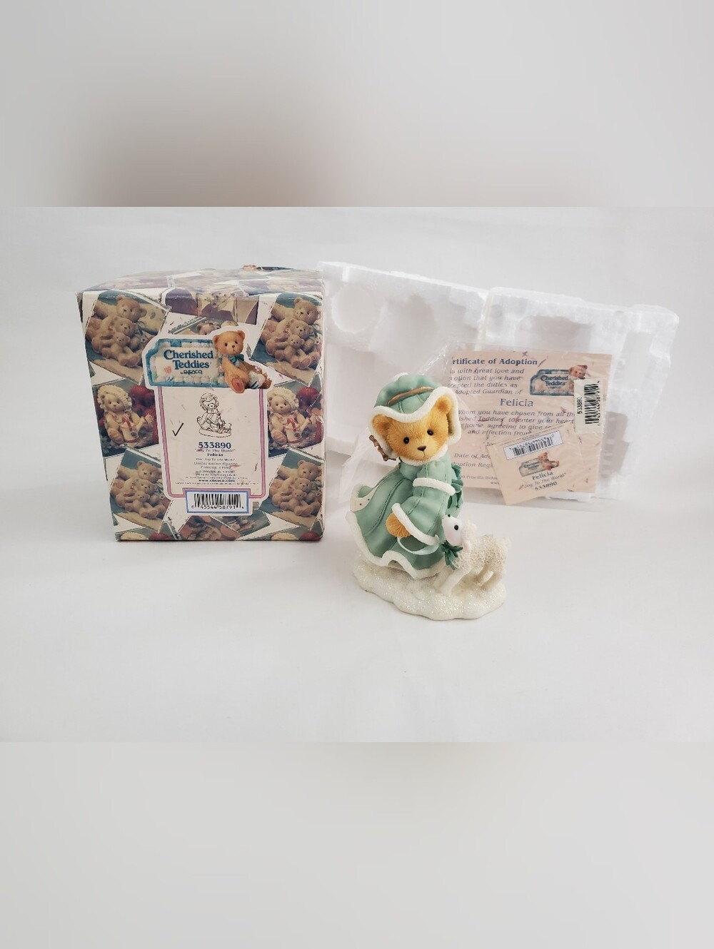 New Cherished Teddies FELICIA Joy World birthday Winter girl coat figurine dress